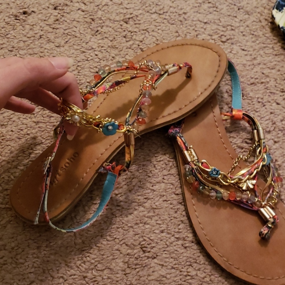 Zigisoho bright bejeweled strap sandals